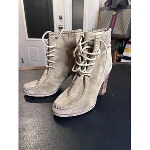 Frye Parker Moc Short Boot in Natural Oiled Suede, Size 8.5.